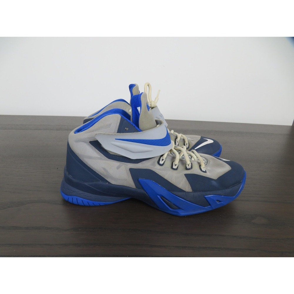 Nike Zoom LeBron Soldier VIII Shoes Boys 6.5Y Blue Gray Basketball 653645-011